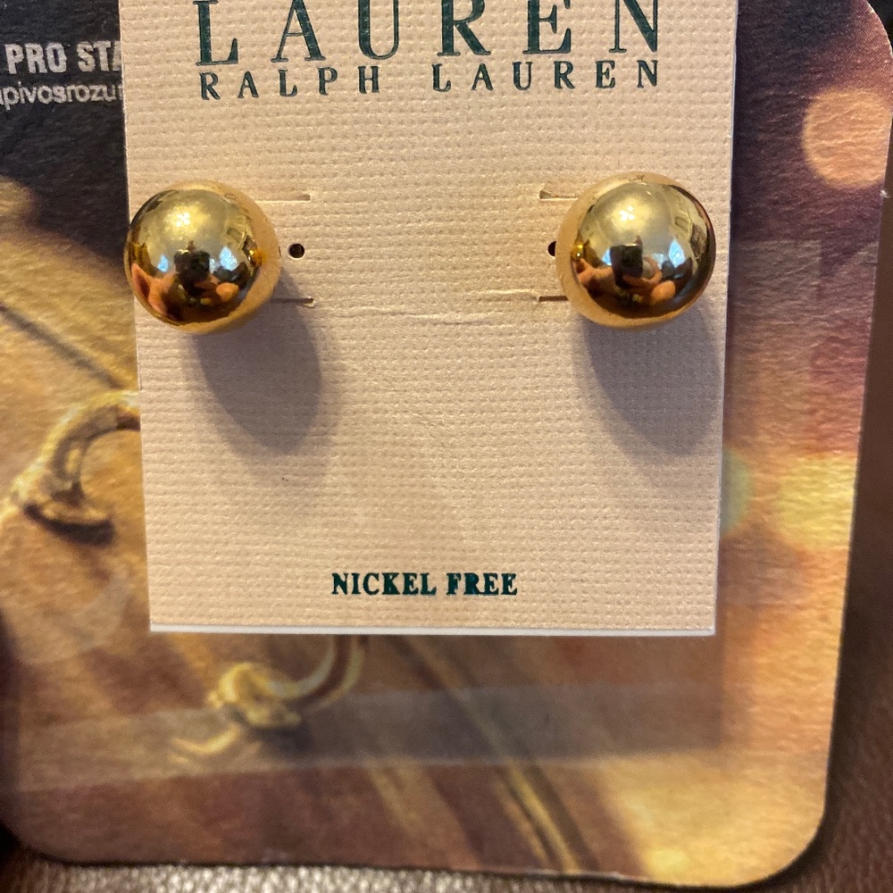 Large gold ball earrings by Ralph Lauren?